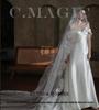 V863 Courtly White Vintage Cathedral Long Lace Bridal Veil