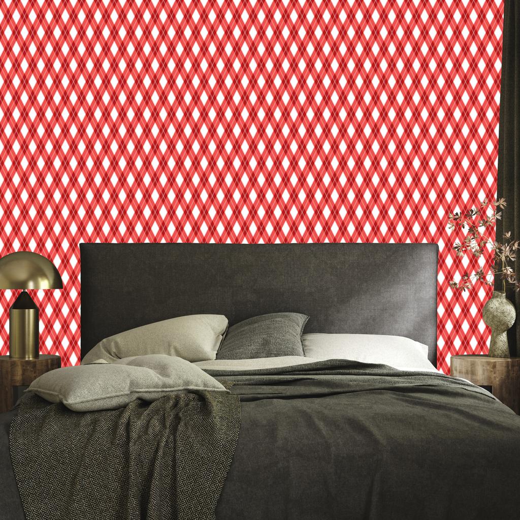 Vichy Coral and Red Plaid Wallpaper for Living Room and Bedroom 50x1000
