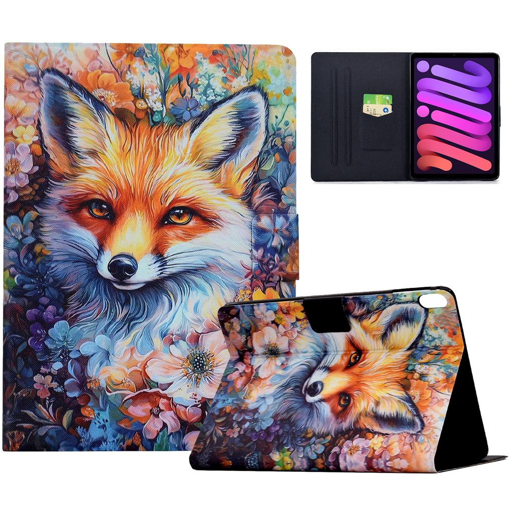 For iPad Mini (2024)/(2021) Case Colorful Pattern Painting Card Slots Stand Leather Tablet Cover with Auto Sleep/Wake