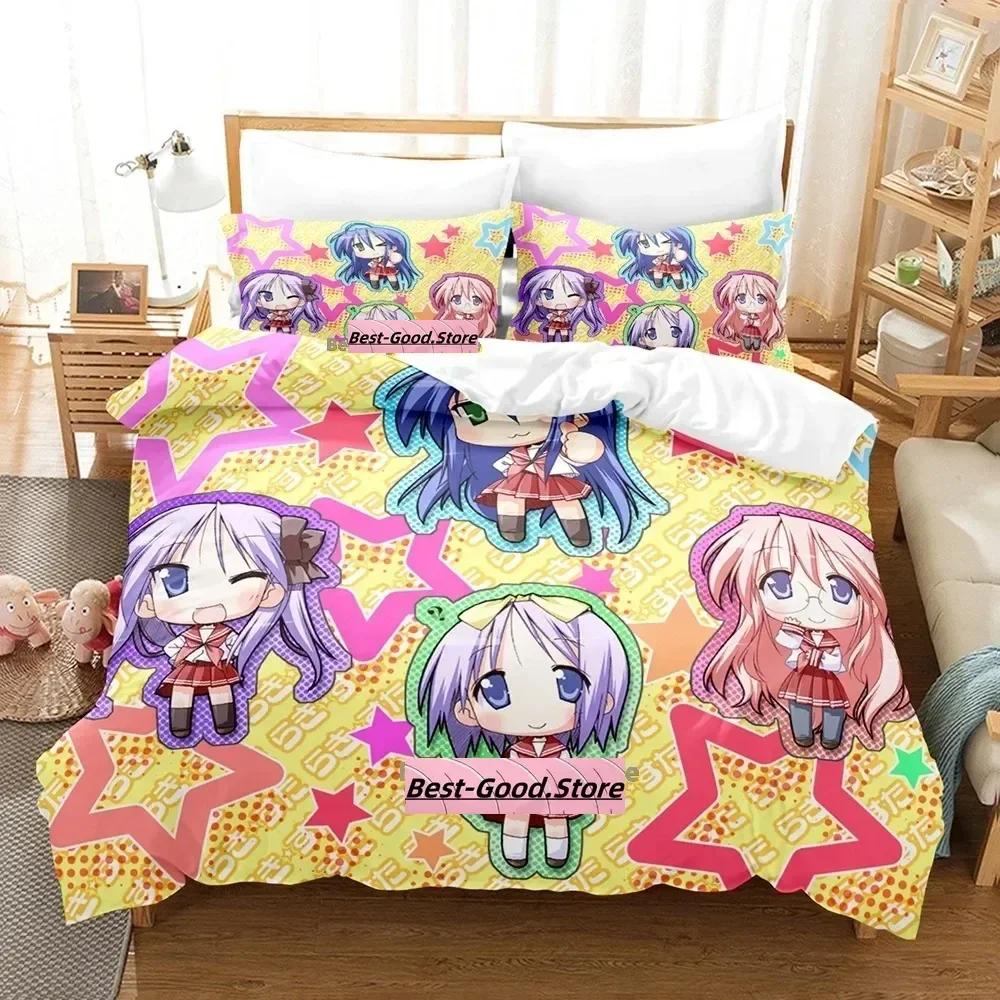 Lucky Star Konata Bedding Set Single Twin Full Queen King Size Bed Set Adult Kid Bedroom Duvetcover Sets 3D Anime Bed Sheet Set