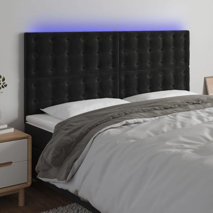 VidaXL LED Headboard Bedroom Furniture Double Bed Accessory Head of Bed Frame Interior Black 3122914