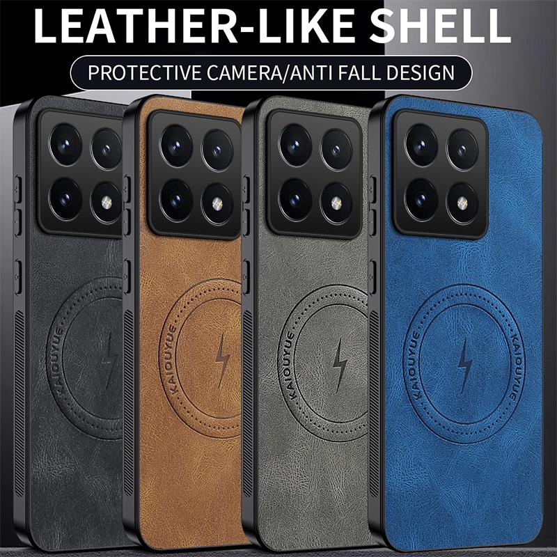 For Xiaomi 14T Pro Case for Magsafe Luxury Sheep Skin Magnetic Matte Leather Cover for Mi14 T 14Tpro Shockproof Anti-drop Bumper