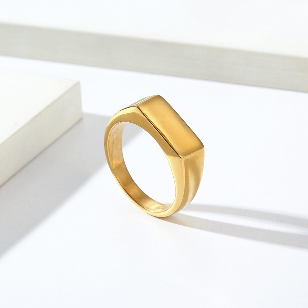 Simple Square Stainless Steel Ring Jewelry Korean Ins Style Titanium Seal Ring Vintage Silver/Gold Finger Ring Party