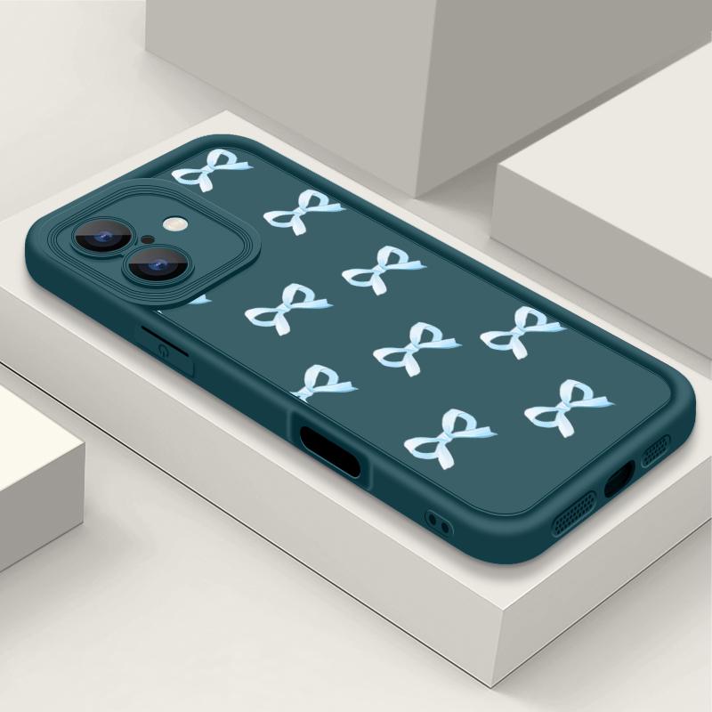 Cover per telefono in TPU opaco con motivo a fiocco per iPhone 16 Pro Max 15 Pro 14 Plus 13 12 11 XS XR 8 7 Protezione obiettivo Antiurto Morbida custodia bumper in silicone