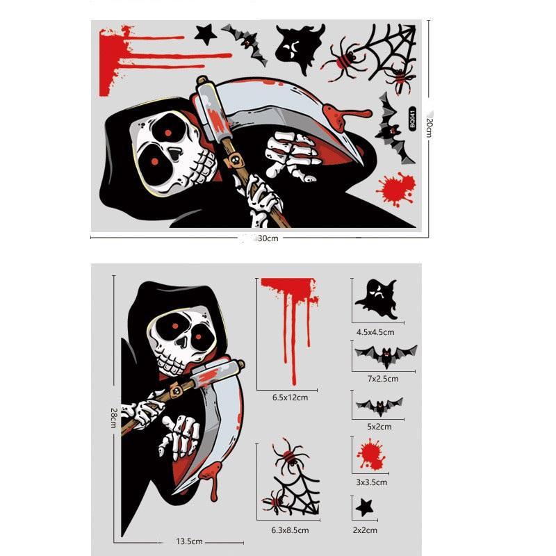1 Pc Halloween Party Sticker  Ghost Spider Pumpkin Skeleton Sticker for DIY Decroate Window Static Electricity Sticker