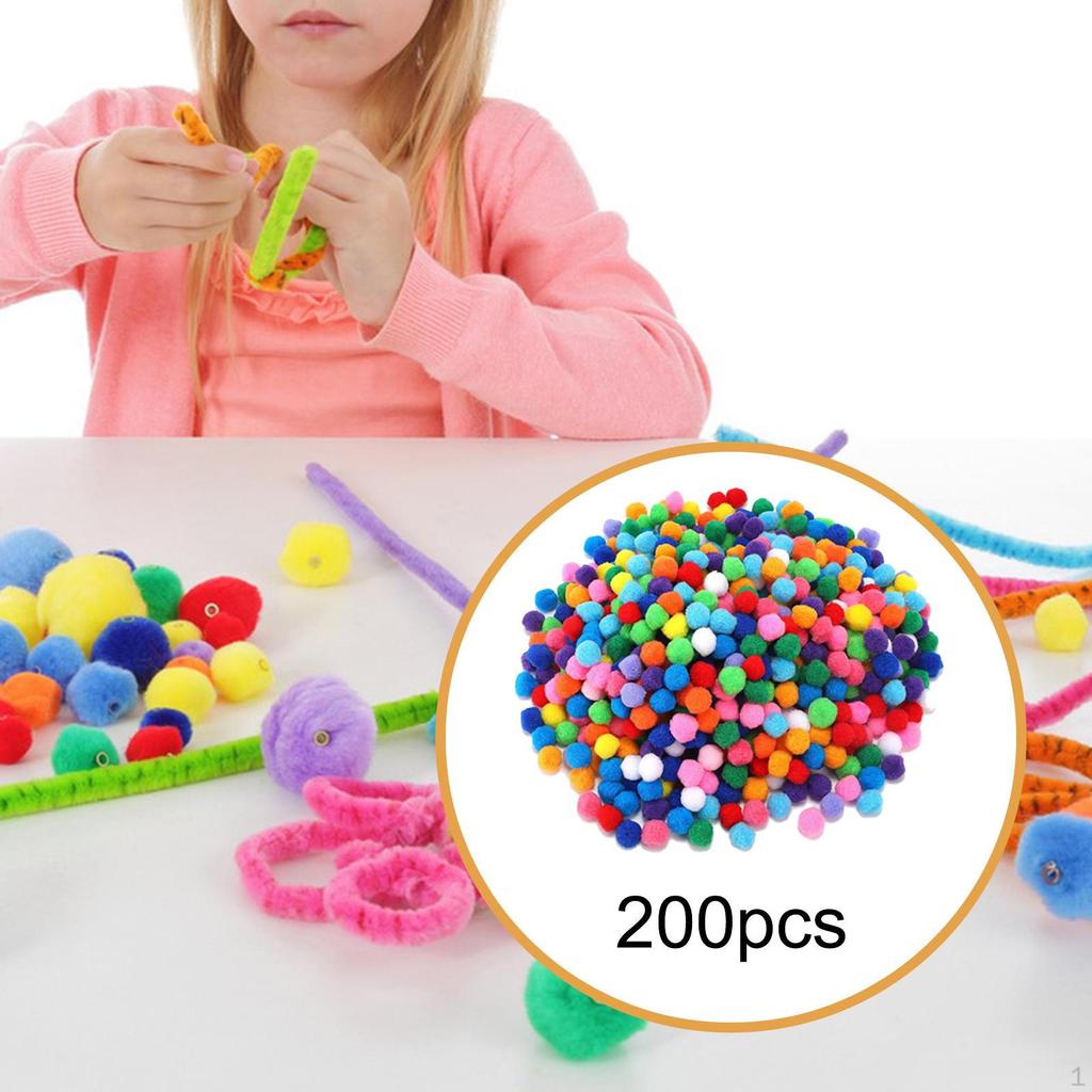 200 kusů pomponů Měkké DIY Kreativní řemesla Umění a pro Hobby Potřeby Dekorace Škola