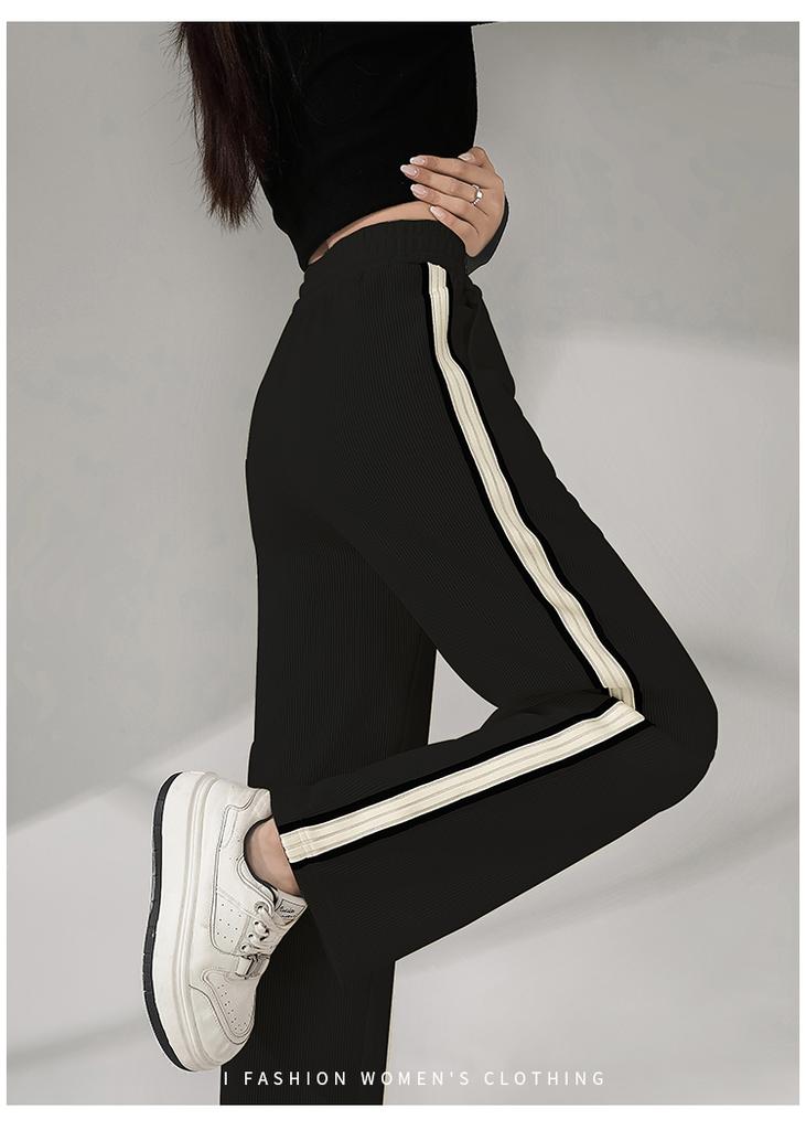 Spring and Autumn Fashion Straight Leg Casual Pants Drawstring Waist Pants High Waist Wide Leg Loose Pants