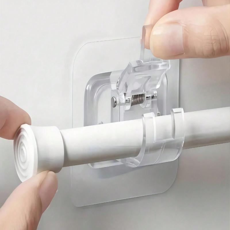 1pcs Glass Curtain Holder  Adjustable Curtain Holder Without Drilling, Wall Hooks For Curtains, Towel Hooks, Kitchen Bathroom Accessories