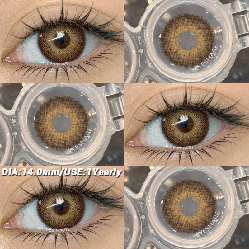 AMARA 1 Paar Braune Naturfarbene Kontaktlinsen für Augen RIYADH Serie Weichlinsen Koreanisches Augen-Make-up Mode Blaue Farblinsen