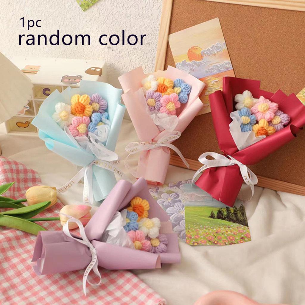 1 pieces random color Creative mini knitted flower bouquets, floral decorations, small gift accessories