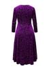 Plus Size Women's 3D Embossed Velvet Long Sleeve Dress - Elegant Slim Fit for Spring/Autumn