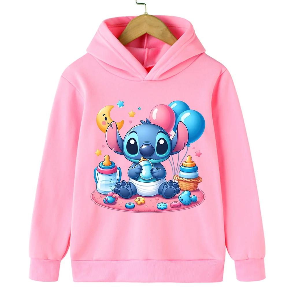 2025 New Stitch Children's Hoodie Cartoon Print Boys and Girls Adorable Multi Functional Fashion Autumn/Winter Christmas Top