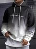 Manfinity Homme Men Letter Graphic Ombre Kangaroo Pocket Drawstring Hoodie