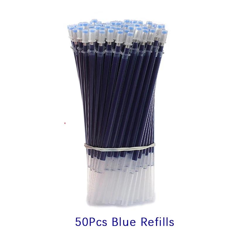 54pcs/set 0.35mm Gel Pens Office School Exam Sign Ballpoint Pen Blue Red Black Ink Replaceable Pen Refill Rods Kawaii Stationery