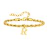 Vnox Braccialetti con Lettere A-Z per Uomo, Braccialetto a Catena Intrecciata in Acciaio Inossidabile Placcato Oro, Classico Braccialetto con Nome Regalo per Lui