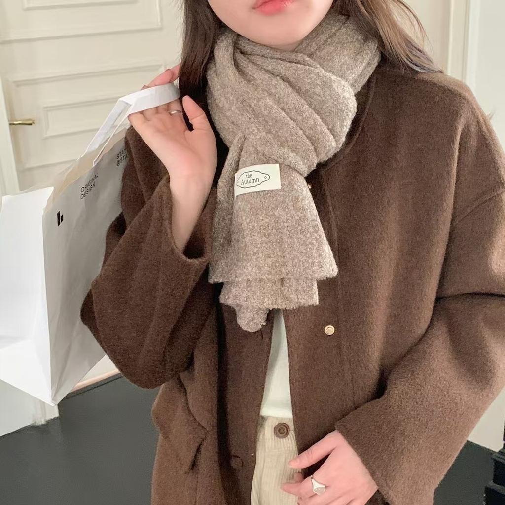 Knitted Scarf Autumn and Winter Versatile Atmosphere Simple High End Warm  Soft and Waxy Scarf Trendy and High End