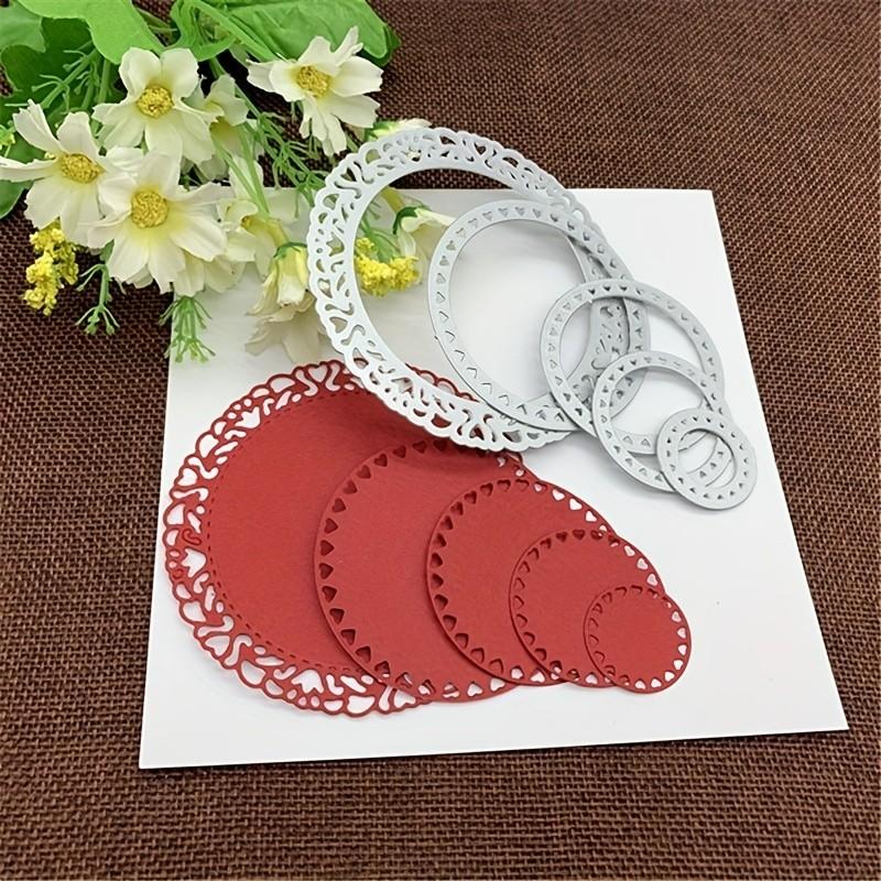 5 Stück/Set Runder Herzförmiger Rahmen Hintergrund Metall Stanzschablonen Schablone für DIY Scrapbooking Fotoalbum Prägepapier Karten Handwerk Stanzteile