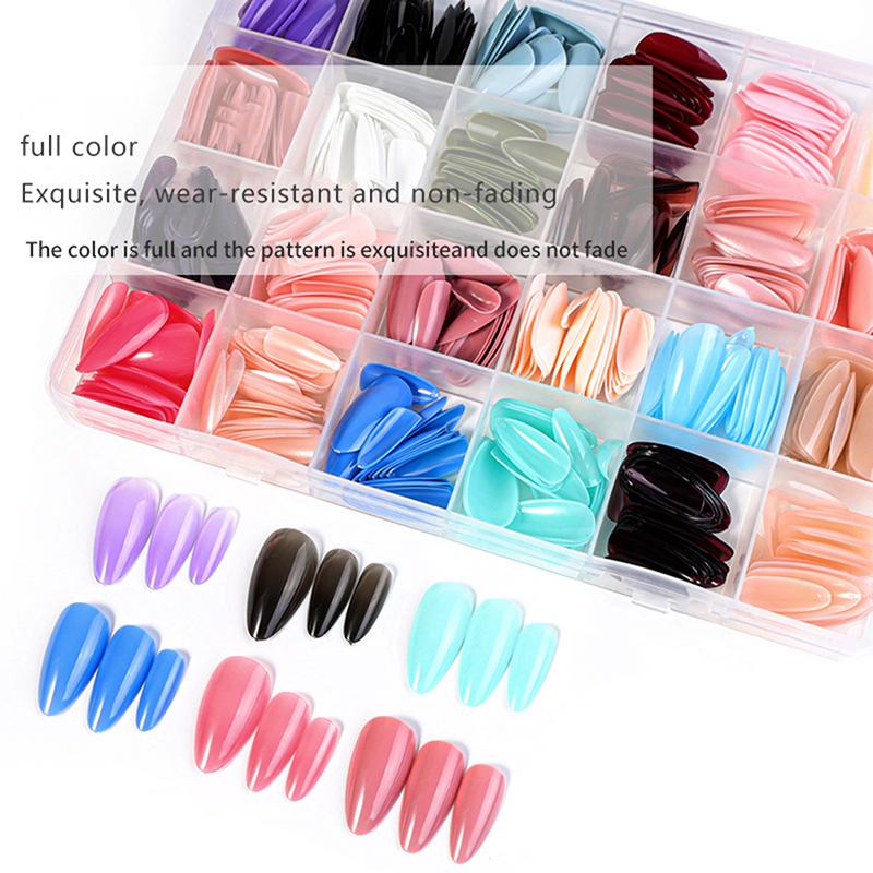 

576 шт цветные короткие накладные ногти полное покрытие гроб накладные ногти акриловые типсы