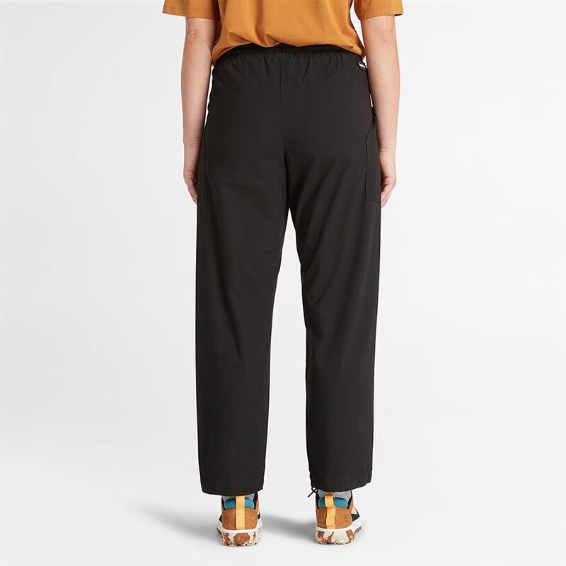 Timberland Solid Color Rope Tapered Loose Casual Pants Women bottoms Black A6K9S-001