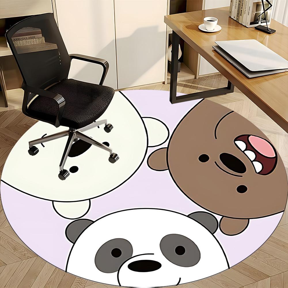 1pc We Bare Bears Office Round Area Rug, Under Office Chairs Bedroom Living Room Home Decor, Room Deco, Available In Various Sizes