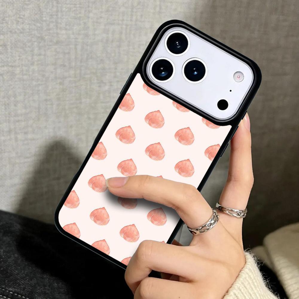 Capa Case for iPhone 17 Air 16 Pro Max 15 Plus 11 13 Mini 14 12 Back Phone Cover Pink Peaches Aesthetic