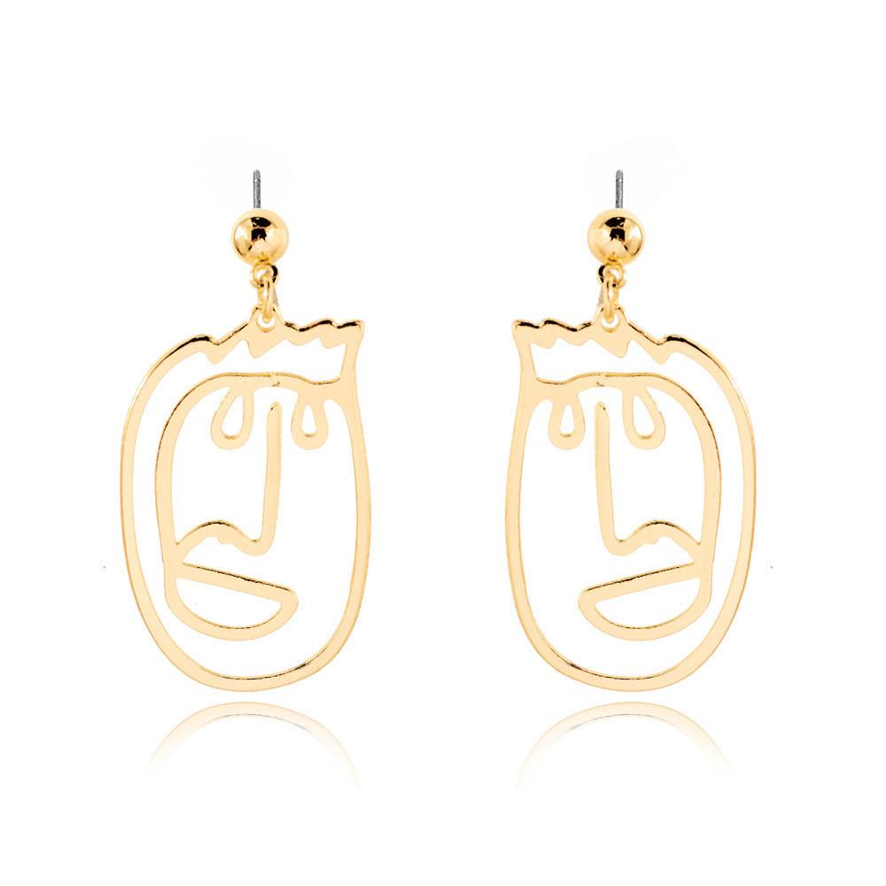 Alloy Face Elegant Earrings For Women Modern Cartoon Expression Design Jewelry