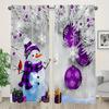 Fioletowe zasłony ze wzorem bałwana na Boże Narodzenie   Dekoracje świąteczne   sypialnia i salon   Dekoracja domu   Dekoracja pokoju