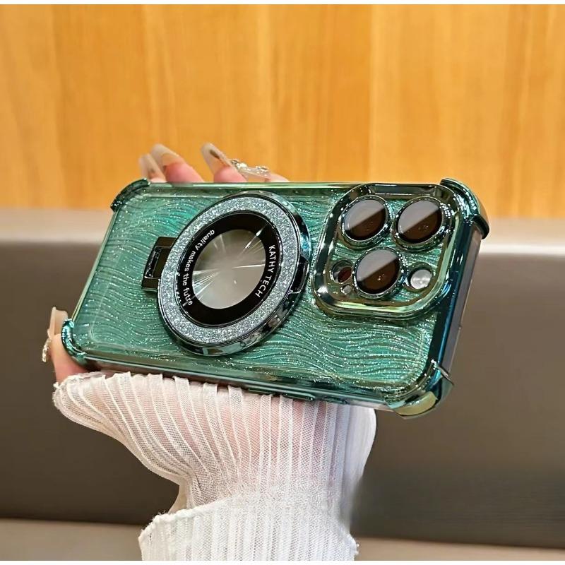 

Четырехугольная воздушная подушка Противоударный Гофрированный с блестками Подходит для чехла для мобильного телефона Iphone16promax Магнитный держатель Apple 15 iPhone 11