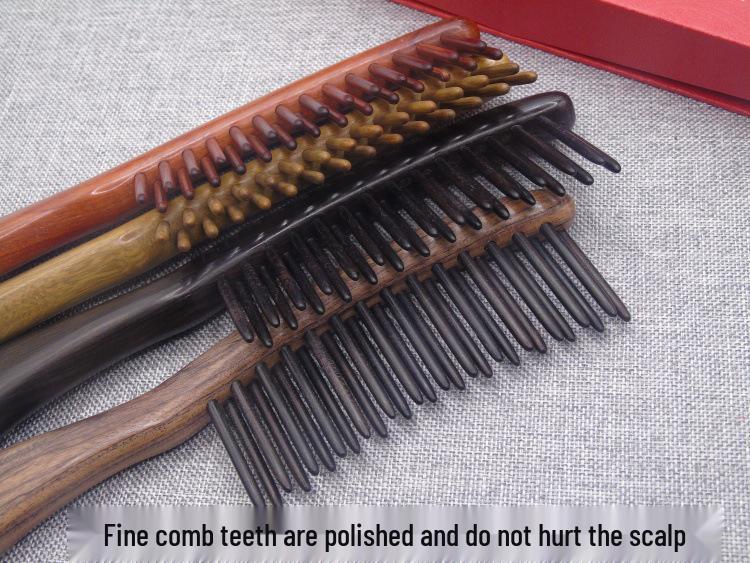 Purple & Green Sandalwood Double Row Bristle Anti-static Massage Comb