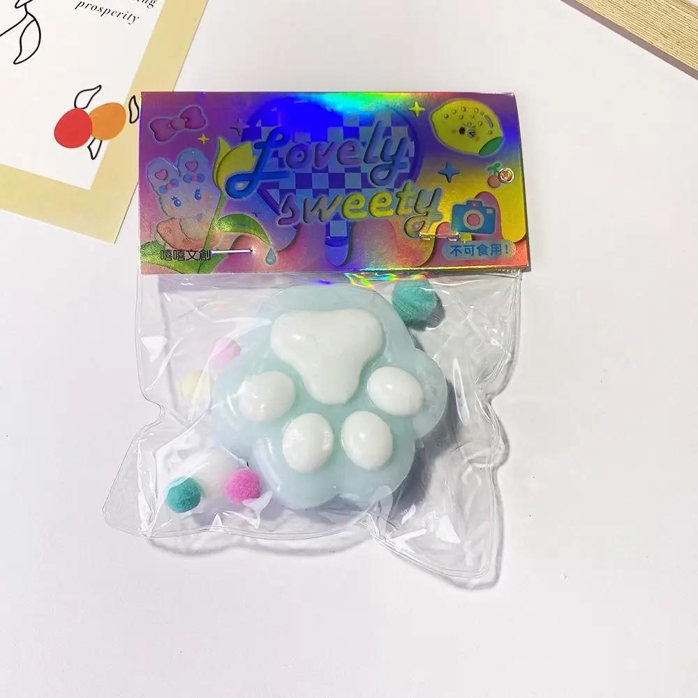 Toys Kids  Childrens Mini Cat Paw Squeeze Toy Silicone Pinch Decompression Toy Plush TPR Fidget Sensory For Adults Gift Present