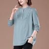 2025 Damen Reines Baumwoll Langarm Locker geschnittenes Oberteil: Halbhoher Kragen, Übergröße, Modische Herbstbekleidung für Mütter mittleren Alters
