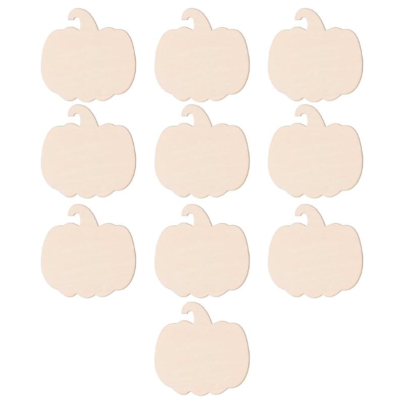 10pcs Decorative Wood Pumpkin Blanks Paintable Plaque for Creative Halloween and Thanksgiving Projects Party Supplies