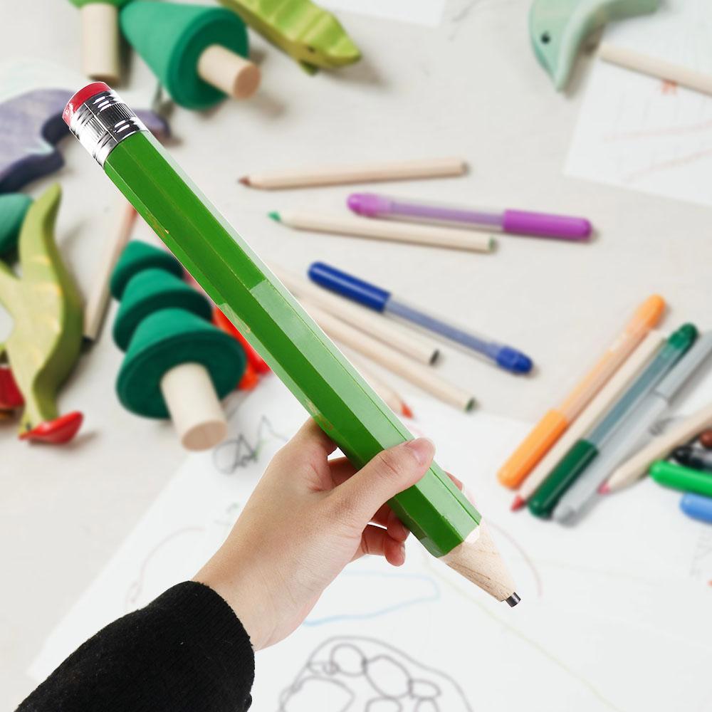 Boys Girls Kids Woodworking Toys Huge Pencil Giant Pencil Wood Jumbo Pencil with Cap and Eraser