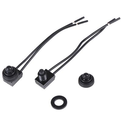 2Pcs 12V Waterproof Push Button On-Off Switch With 4" Lead Wire Black