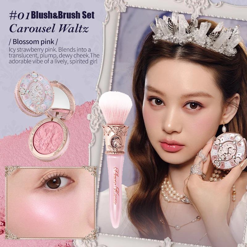 Make-up Flowerknows Kolekce mušlí a perel Hedvábně saténová tvářenka Lehký vysoce pigmentovaný pudrový růž na tvář Dlouhotrvající tvářenky
