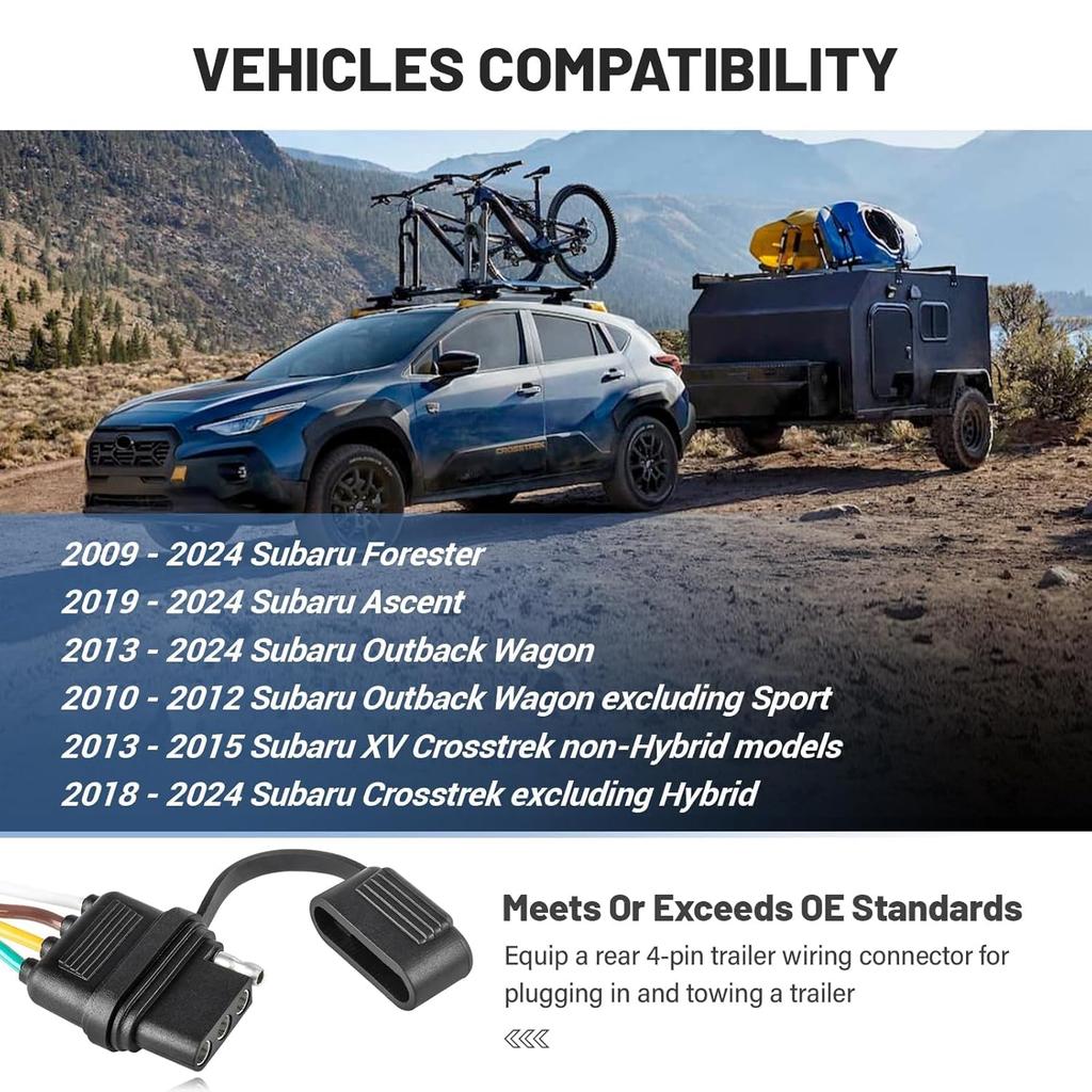 MECMO 4-Pin Trailer Wiring Harness 56040 For 2009-2024 Subaru Forester, Outback, Crosstrek, XV, Ascent Towing Hitch Wire Wiring Vehicle-Side 4 Prong