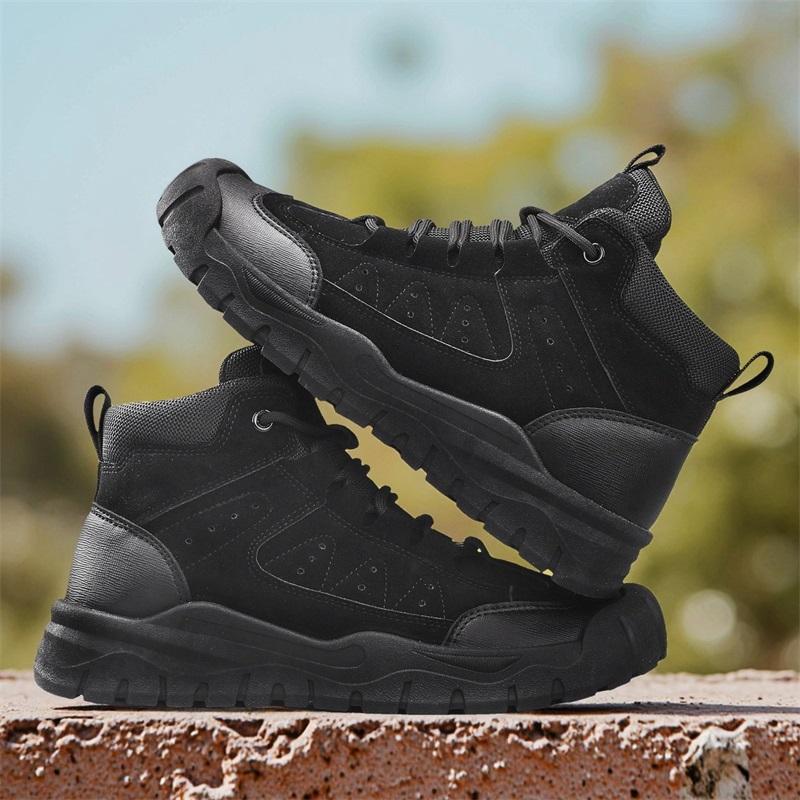 Brand Spring and Autumn Men's Boots,Men's Hiking Boots,High-quality Leather Men's Sports Shoes, Outdoor Hiking Boots, Work Shoes