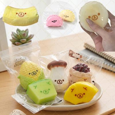 Hot Squishy Toy Bear Shaped Pouch Mochi Cute Black Bean Topping Soft Anti Stress Squeeze Fidget Stress Relief Desktop Party Gift