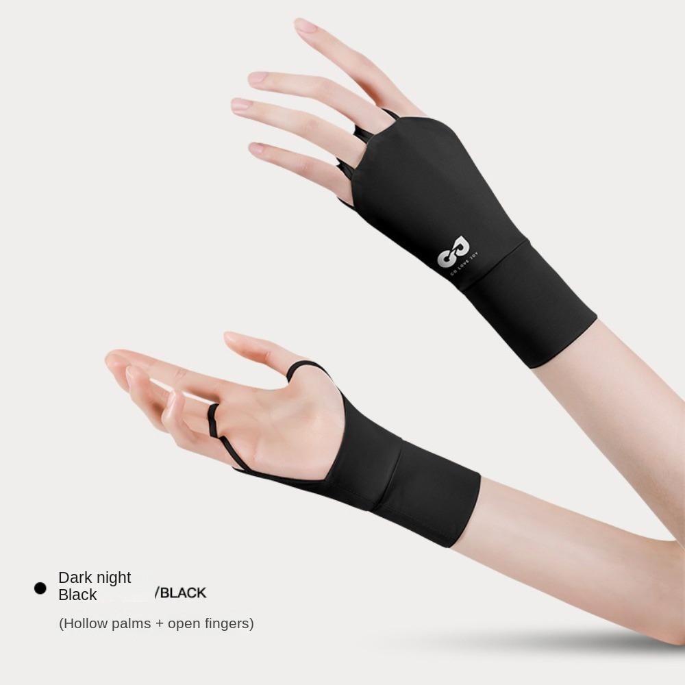 Solid Color Sunscreen Gloves Thin Ice Silk Mittens Sun Protection Half Finger Golf Gloves  Unisex