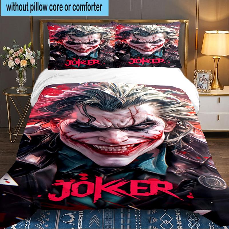 Clown villain 3pcs Bedding Set,Including 1pc Duvet Cover And 2pcs Pillowcases Perfect Gift for Christmas,Ideal for Bedroom, Dormitory