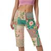 Women High Waist Printed Patchwork Yoga Capris with Button and Pockets for Athletic Comfort Fit