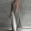 Spring New Women's Clothing, European and American, Fashionable and Elegant Color Contrasting Neck Sleeveless Dress