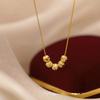 Women's Trendy Copper Transfer Bead Necklace with Micro-inlaid Collarbone Chain - Five Blessings Design, Colorfast Light Luxury Style
