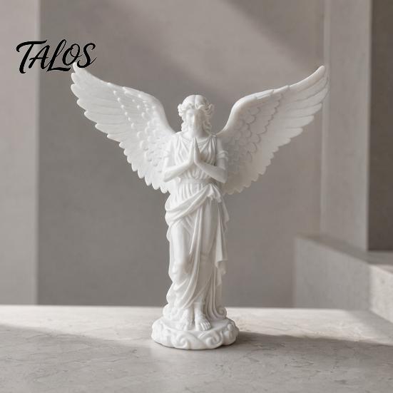 Shelf Angel Figurine 3D Printed Praying Figurine, Retro Guardian Angle Statue, Winged Women Decoration Artistic for Home Office, Housewarming
