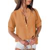 2026 Women's Casual Solid Color Five-Sleeve Loose Plus Size Pullover Shirt