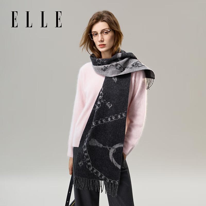 ELLE Women's 100% Merino Wool Jacquard Scarf