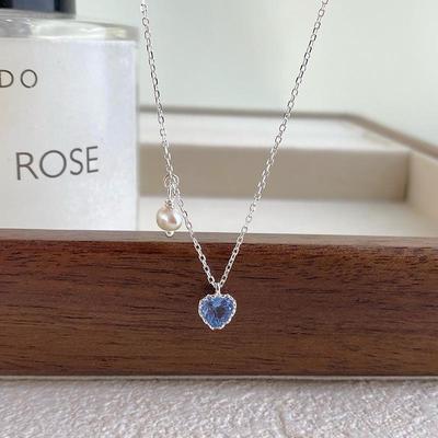 S925 Sterling Silver Heart Pearl Necklace: French Retro Clavicle Chain for Women