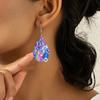 2 Paare/Set Blau Lila Wasserwellen PU Leder Ohrringe für Damen Neuheit Trendige Ohrringe Coole Ohrringe Klassische Wassertropfen Ohrringe