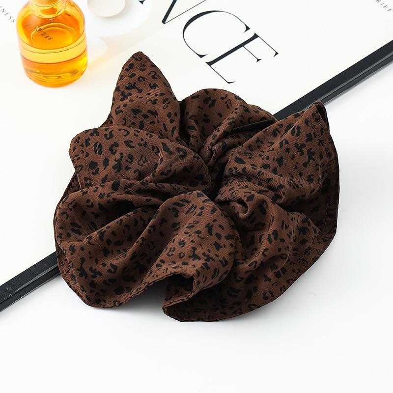 2025 Ретро Леопардовый Принт Оверсайз Резинка для Волос для Женщин - Стильный Аксессуар для Хвоста
