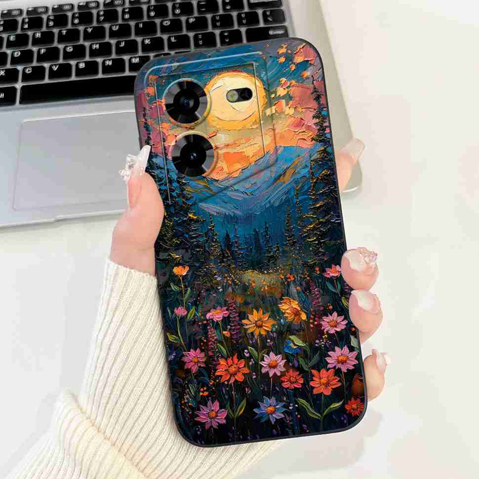 Protective Casing For Tecno Pova 5 Pro 5G 6.78" Fashion Girl Flower Love Soft Silicone Cover For Tecno Pova 5Pro 5G Shell Bumper